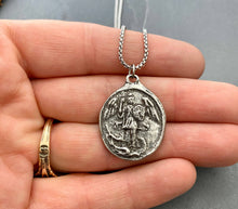 Load image into Gallery viewer, Archangel And Cross Medal Necklace
