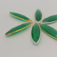 Load image into Gallery viewer, Natural Green Onyx Marquise Bezel One Loop (9 × 36 mm, 9 × 18 mm) - 925 Silver Gold or Gold Plated Over Sterling Silver - 1 pcs: Silver One Loop / 9mmX18mm
