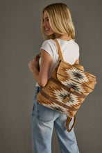 Load image into Gallery viewer, Tan, Camel &amp; Teal Aztec Backpack
