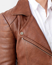 Load image into Gallery viewer, Munroe | Leather Biker Jacket: Cognac / S
