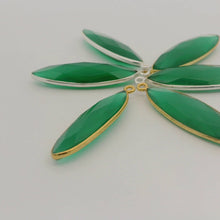 Load image into Gallery viewer, Natural Green Onyx Marquise Bezel One Loop (9 × 36 mm, 9 × 18 mm) - 925 Silver Gold or Gold Plated Over Sterling Silver - 1 pcs: Silver One Loop / 9mmX18mm
