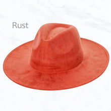Load image into Gallery viewer, Suede Large Eaves Peach Top Fedora Hat: Ivory
