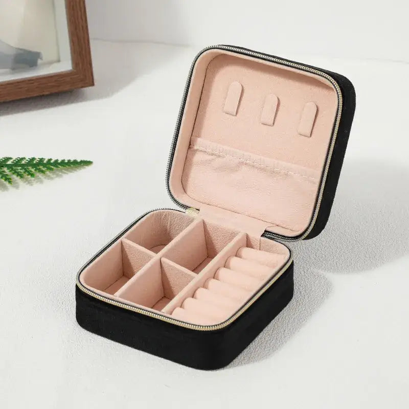 Velvet Travel Jewelry Box - Black
