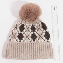 Load image into Gallery viewer, Argyle Knit Pom Beanie: BK
