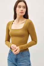 Load image into Gallery viewer, SOFT CORE - BASIC SQUARE NECK LONG SLEEVE TOP: Black / S
