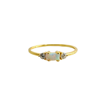 Load image into Gallery viewer, Gold Plated Sterling Opal CZ Ring - Size 7
