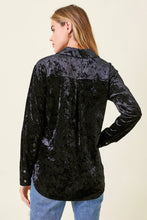 Load image into Gallery viewer, Button Down Velvet Shirt - Black
