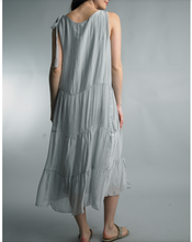 Load image into Gallery viewer, Heather Grey Silk Tiered Maxi Dress
