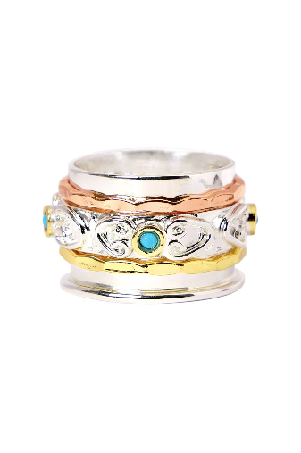 Turquoise & Silver Spinner Ring