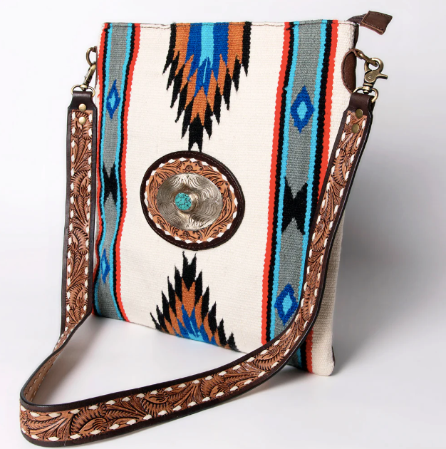 Handmade Saddle Blanket Bag w/ Turquoise