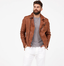 Load image into Gallery viewer, Mauritius Men&#39;s Cognac Leather Jacket
