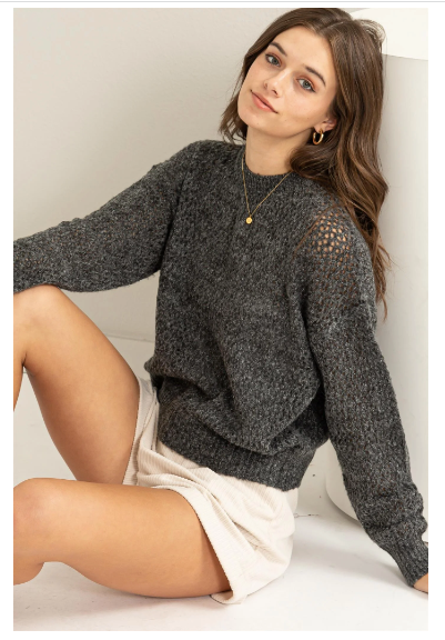 Open Knit Charcoal Sweater