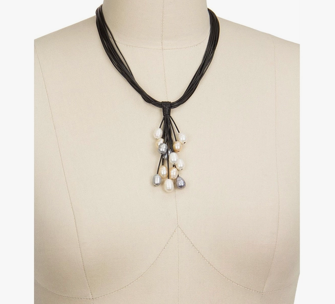 Tahitian Pearls Waxed Leather Necklace