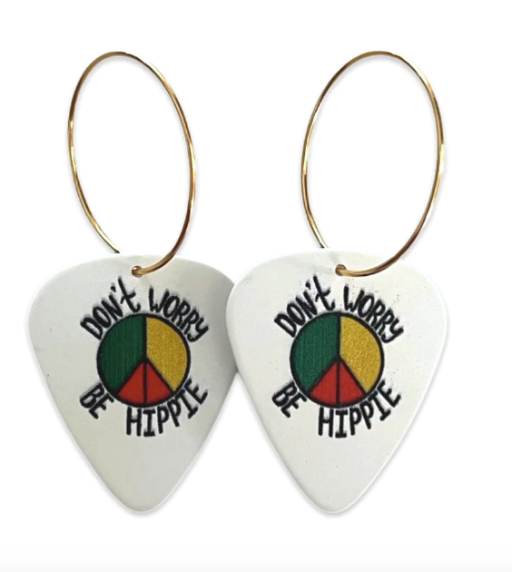 Handmade Hippie Guitar Pick Earrings