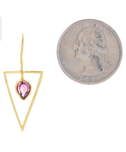 Load image into Gallery viewer, Saachi 14KGP Minimalist Gemstone Drop Earrings
