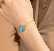 Load image into Gallery viewer, 18KGP Mojave Turquoise Pull Bracelet
