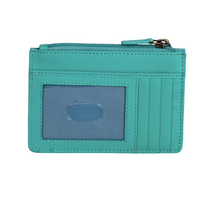 Load image into Gallery viewer, Turquoise and Tan Leather Embossed Card Holder
