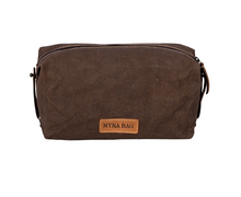 Load image into Gallery viewer, Men&#39;s Canvas and Leather Dopp Kit-Brown
