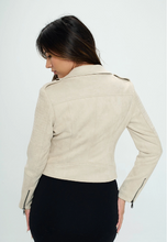 Load image into Gallery viewer, Kylie Cream Faux Suede Moto Jacket
