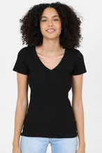 Load image into Gallery viewer, All Day RIbbed V-Neck T-Shirt - Black

