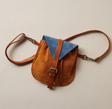 Load image into Gallery viewer, Leather and Denim Fanny Pack
