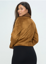 Load image into Gallery viewer, Camel Faux Leather Suede Jacket
