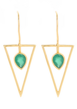 Load image into Gallery viewer, Saachi 14KGP Minimalist Gemstone Drop Earrings
