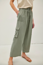 Load image into Gallery viewer, Dusty Olive Tencel Cargo Pants
