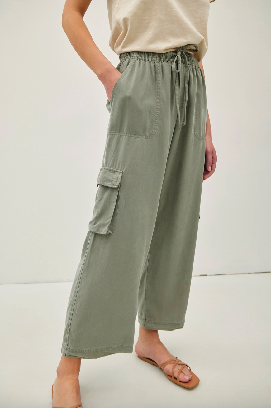 Dusty Olive Tencel Cargo Pants