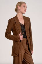 Load image into Gallery viewer, Chocolate Vegan Suede Blazer
