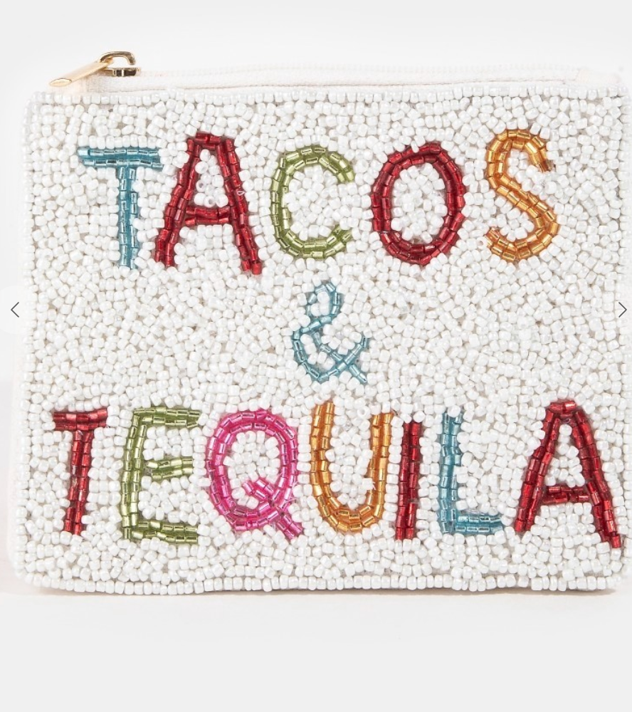 Tacos and Tequila Seed Beaded Coin Purse