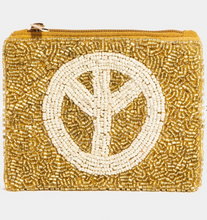 Load image into Gallery viewer, Gold Peace Seed Beaded Coin Purse
