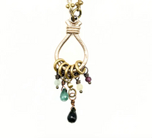 Load image into Gallery viewer, L&amp;K Bronze Multi Tourmaline Cluster Necklace
