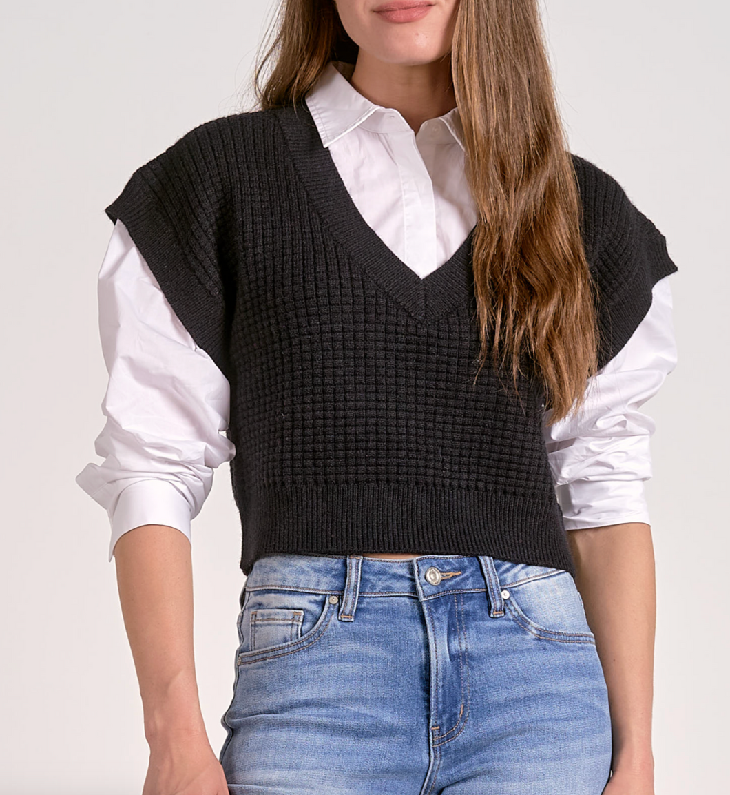Elan Cropped Mix Combo Sweater