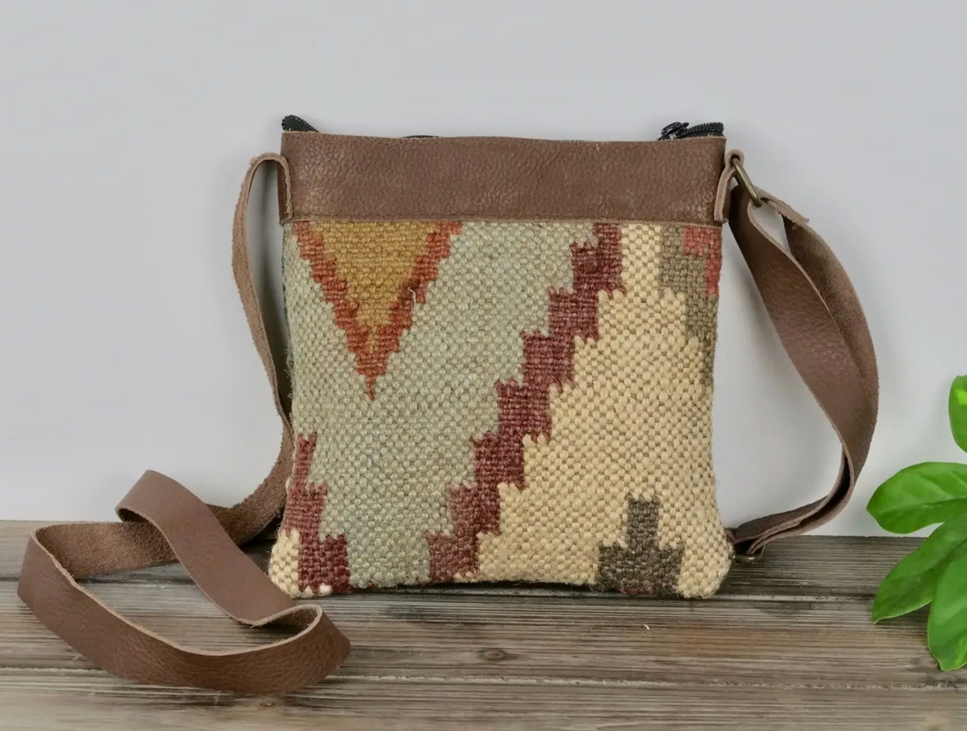 Small Jute & Leather Crossbody