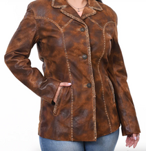 Load image into Gallery viewer, Leather Whip Stitched Jacket
