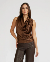 Load image into Gallery viewer, Dorothy Satin Bronze Cowl Neck Top
