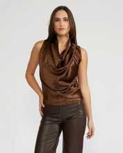 Load image into Gallery viewer, Dorothy Satin Bronze Cowl Neck Top

