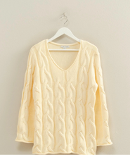 Load image into Gallery viewer, Ivory Cotton Blend Cable Knit Sweater
