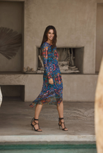 Load image into Gallery viewer, Johnny Was Blue Mesh Midi Dress S
