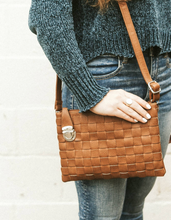 Load image into Gallery viewer, Vegan Woven Crossbody Clutch - Chocolate
