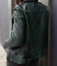 Load image into Gallery viewer, Mauritius Kyra Leather Jacket-Dark Green
