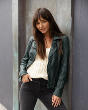 Load image into Gallery viewer, Mauritius Kyra Leather Jacket-Dark Green
