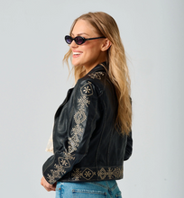 Load image into Gallery viewer, Mauritius Cora Embroidered Leather Jacket
