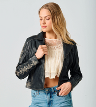 Load image into Gallery viewer, Mauritius Cora Embroidered Leather Jacket
