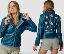 Load image into Gallery viewer, Mauritius Americana Blue Leather Jacket
