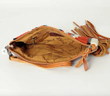 Load image into Gallery viewer, Handmade Leather Fringe Saddle Blanket Wristlet

