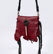 Load image into Gallery viewer, Handcrafted Dark Ruby Leather Crossbody
