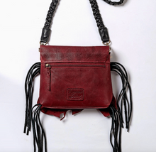 Load image into Gallery viewer, Handcrafted Dark Ruby Leather Crossbody
