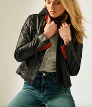 Load image into Gallery viewer, Mauritius Christyn Leather Jacket - Black
